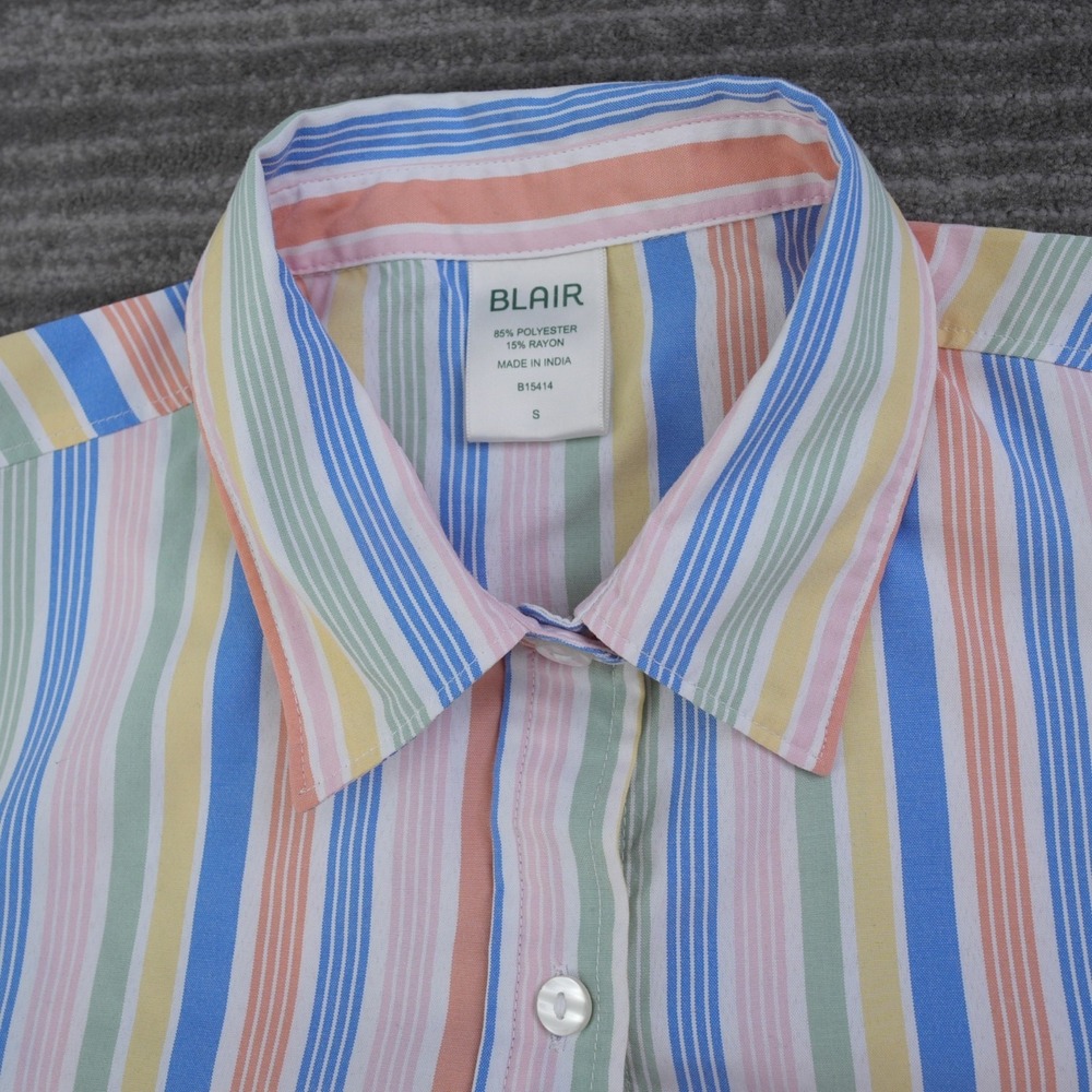 Blair Shirt Women Button Up Colorful Rainbow Striped 3/4 Sleeve Small - Picture 10 of 10